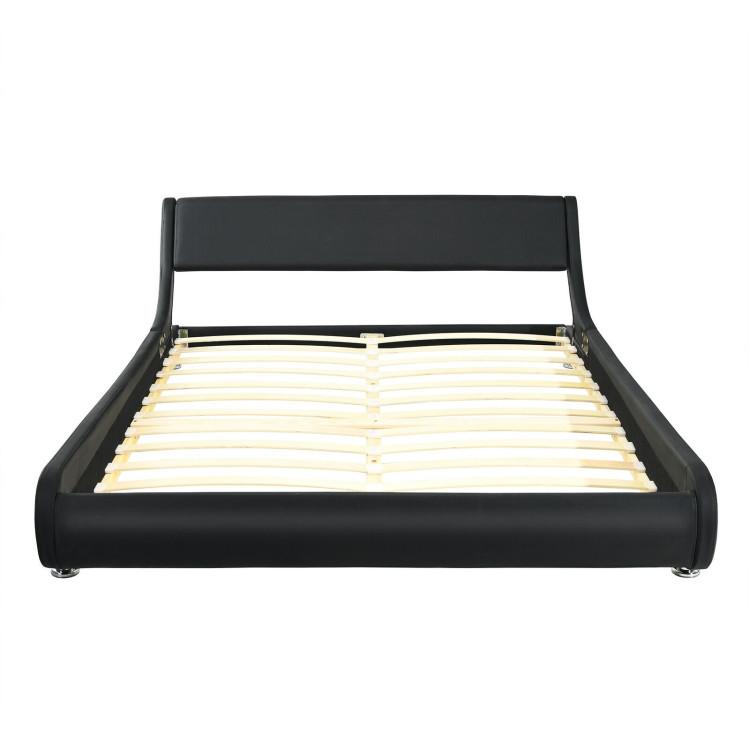 Beds & Bed Frames |  Full Size Faux Leather Upholstered Platform Bed Adjustable Headboard Black Bedroom Beds & Bed Frames