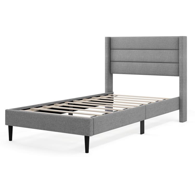 Beds & Bed Frames |  Linen Upholstered Platform Twin/Queen Bed Frame with Wingback Headboard Bedroom Beds & Bed Frames