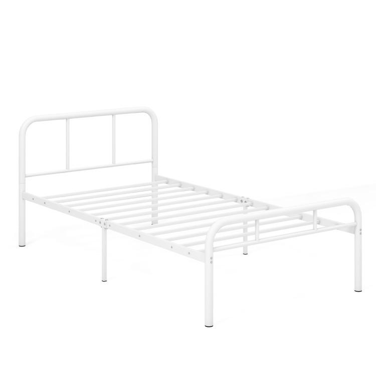 Beds & Bed Frames |  Modern Metal Platform Bed with Headboard and Footboard White Bedroom Beds & Bed Frames