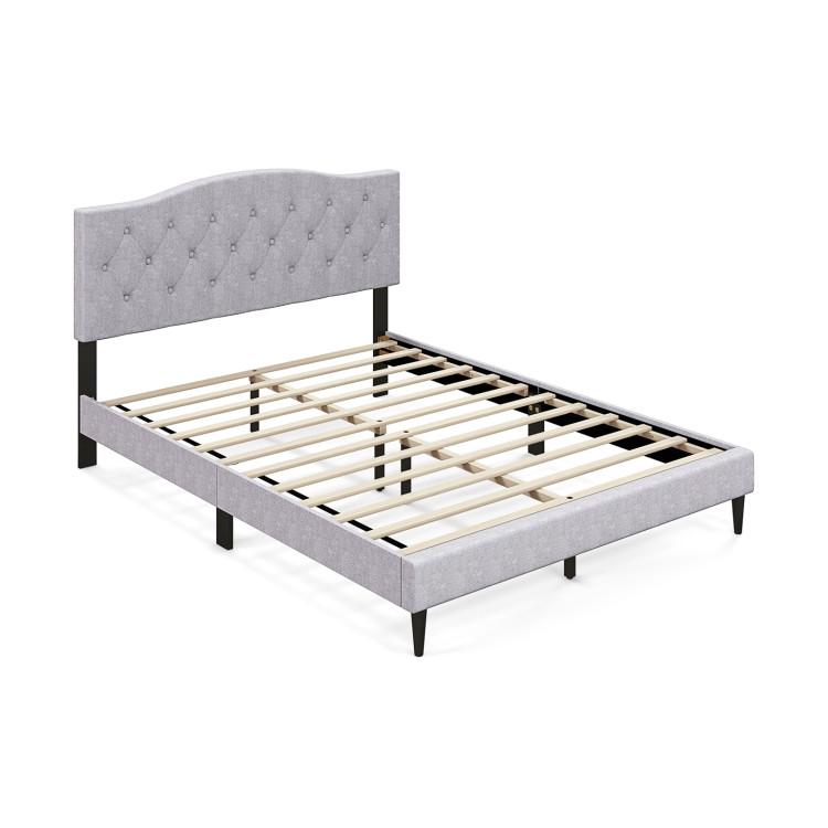 Beds & Bed Frames |  Queen Size Upholstered Platform Bed with Button Tufted Headboard Bedroom Beds & Bed Frames