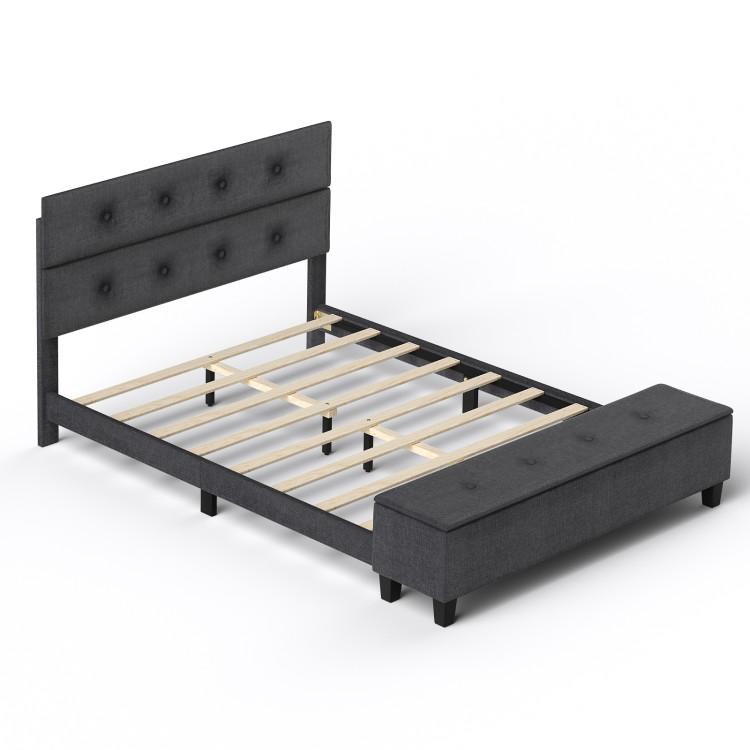 Beds & Bed Frames |  Twin/Full/Queen Upholstered Bed Frame with Ottoman Storage Grey Bedroom Beds & Bed Frames