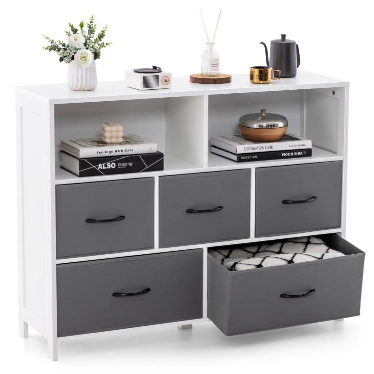 Dressers & Chests |  Fabric Dresser with 5 Drawers for Bedroom White Bedroom Dressers & Chests