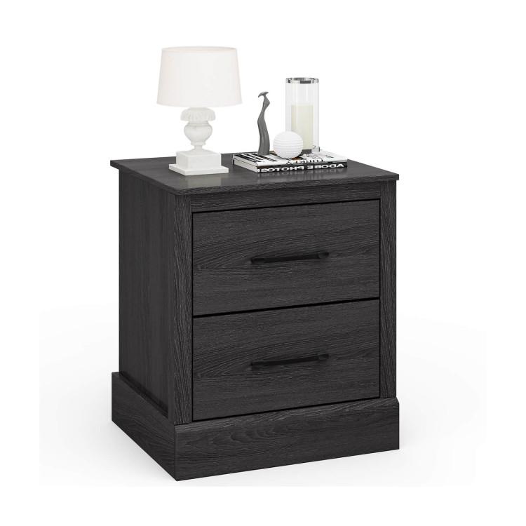 Nightstands |  Wood Compact Floor Nightstand with Storage Drawers Dark Gray Bedroom Dark Gray