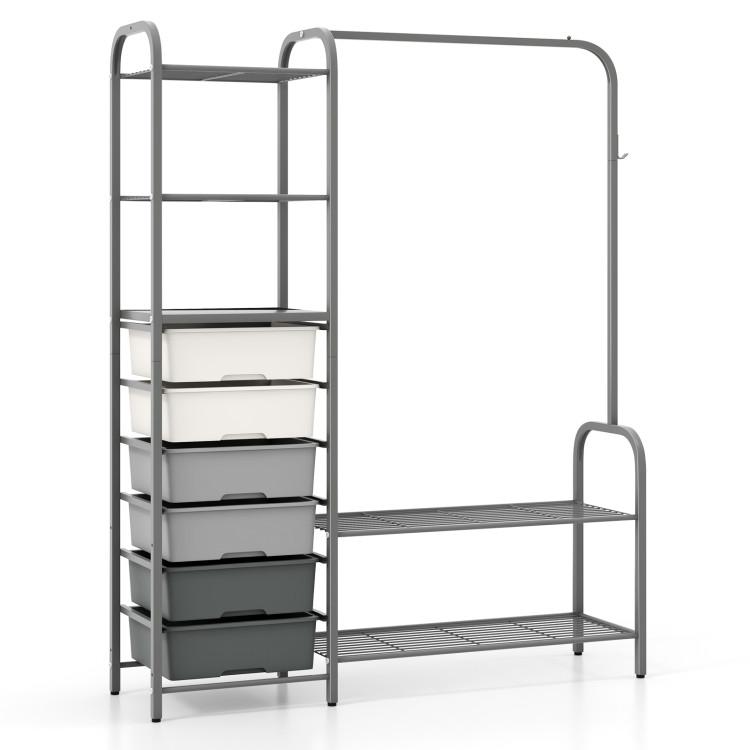 Clothing & Closet Storage |  Free Standing Closet Organizer with Removable Drawers and Shelves Gray Bedroom Clothing & Closet Storage