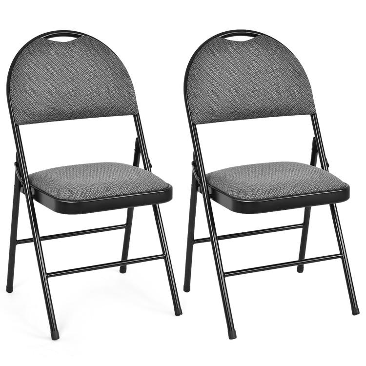 Office Chairs |  2/4 Pieces Padded Folding Office Chairs with Backrest Gray Home Office Gray