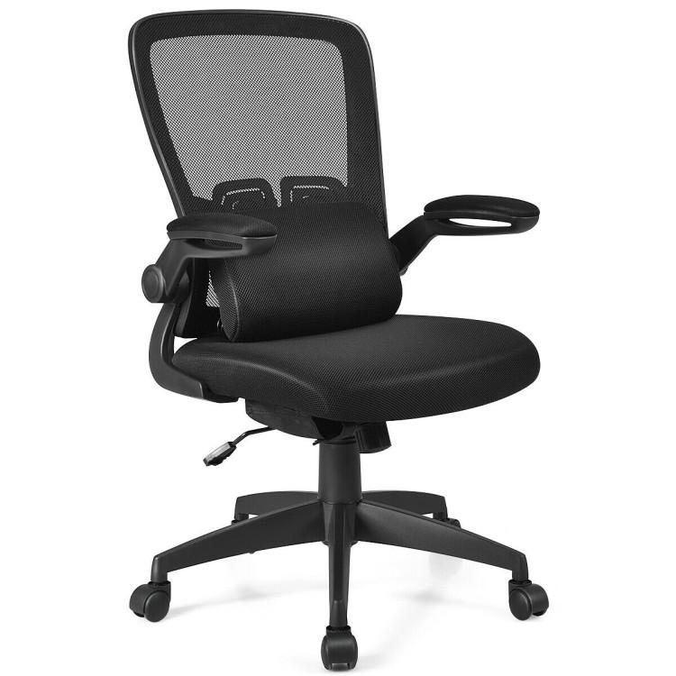 Office Chairs |  Ergonomic Desk Chair with Lumbar Support and Flip-up Armrest Black Home Office Black