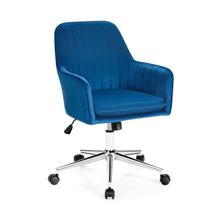 Office Chairs |  Velvet Desk Chair with Adjustable Swivel and Removable Cushion Blue Home Office Blue