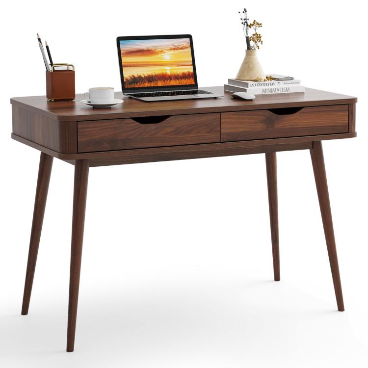 Office Desks |  43.5 Inch Computer Desk with 2 Drawers for Small Spaces Walnut Home Office Office Desks