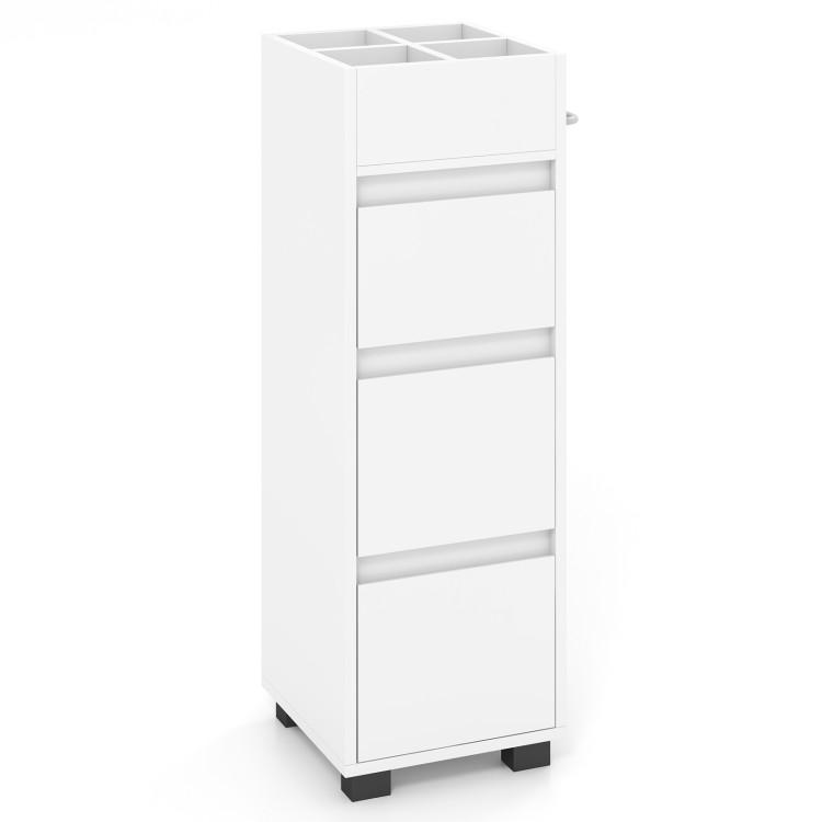 Bathroom |  Bathroom Floor Cabinet with 3 Drawers, 4 Top Dividers and 1 Towel Rack White Bathroom Bathroom