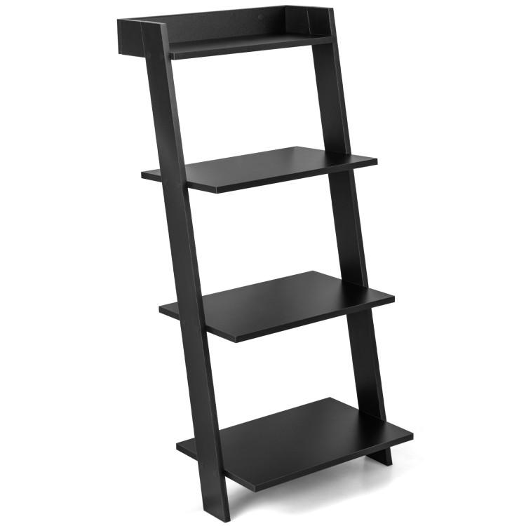 Bookcases |  4-Tier Ladder Shelf with Solid Frame and Anti-toppling Device Black Bookcases Black