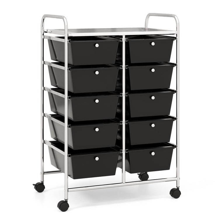 File Cabinets |  10-Drawer Rolling Storage Cart Black File Cabinets Black