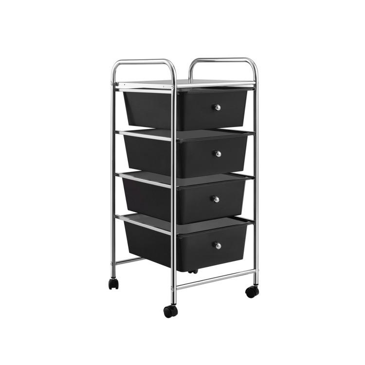 File Cabinets |  4-Drawer Cart Storage Bin Organizer Rolling with Plastic Drawers Black File Cabinets Black