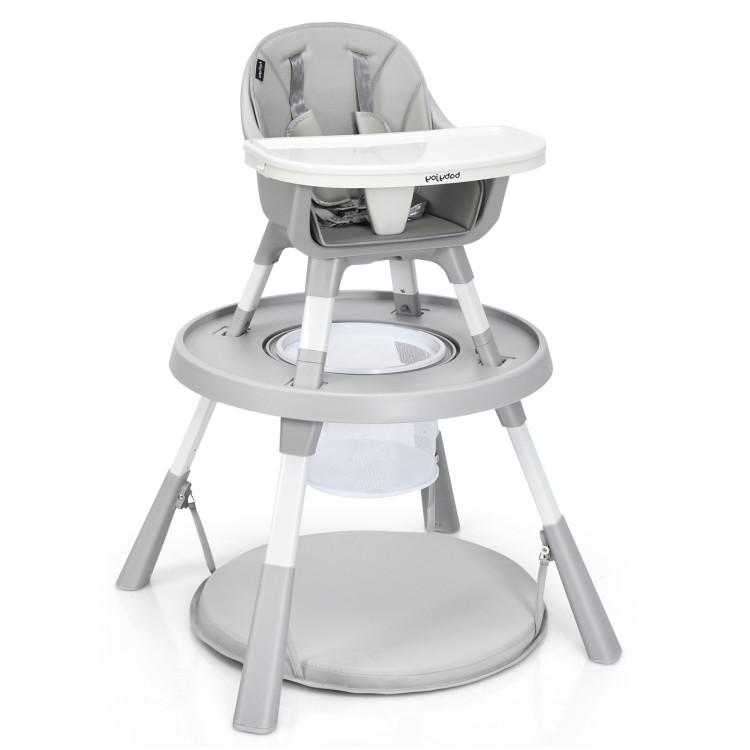 Nursery Furniture |  6-in-1 Baby High Chair Infant Activity Center with Height Adjustment Gray Furniture Gray