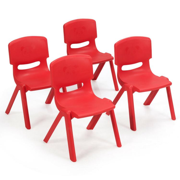 Toddler & Kids Room |  4-pack Kids Plastic Stackable Classroom Chairs Red Furniture Red